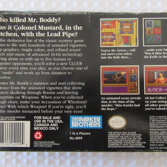 Super Nintendo Game Clue -Tested - Picture 4 of 8
